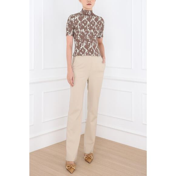 Proenza Schouler Viscose Flou Smocked Top Buttercream/Coffee - 4 - Picture 6 of 6